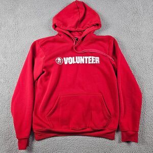 Spartan Race Hoodie Mens Medium Red Volunteer Staff Pullover Helmet Logo Graphic